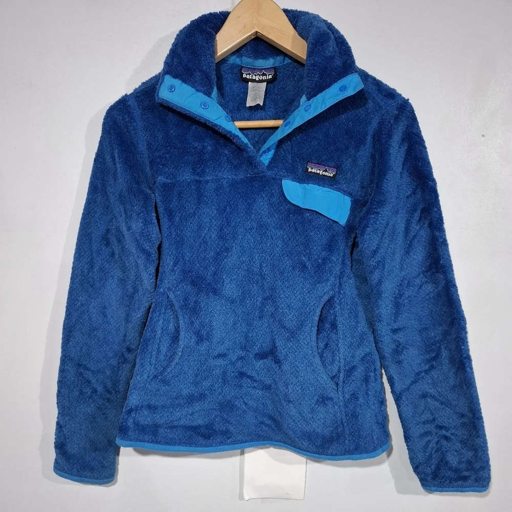 Patagonia Women's Small Blue Re-Tool Snap-T Fleece Pullover Jacket Fall Winter - Picture 2 of 10